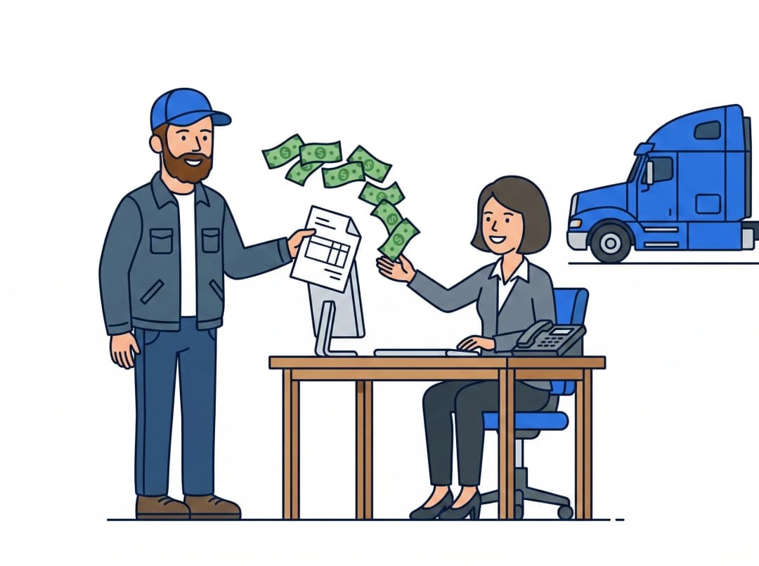Trucker submitting invoice and receiving payment